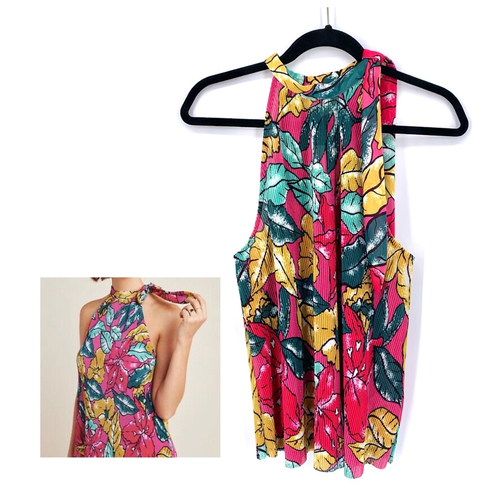 Maeve by Anthropologie Pink Rose Floral Top Size Large